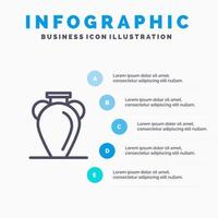 Kultur Griechenland Geschichte Nation Vase Liniensymbol mit 5 Schritten Präsentation Infografiken Hintergrund vektor