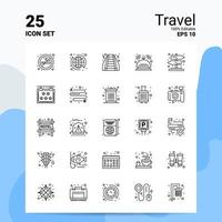25 Reise-Icon-Set 100 bearbeitbare Eps 10 Dateien Business-Logo-Konzept-Ideen-Line-Icon-Design vektor
