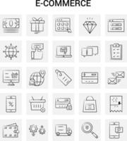 25 handgezeichnetes E-Commerce-Icon-Set grauer Hintergrund Vektor-Doodle vektor