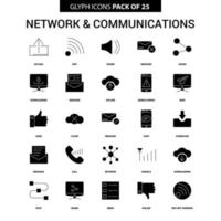 nätverk och kommunikation glyf vektor ikon uppsättning
