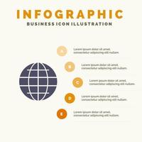 Weltkugel Internetsicherheit solides Symbol Infografiken 5 Schritte Präsentationshintergrund vektor