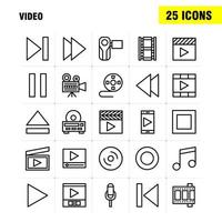 Video-Line-Icon-Pack für Designer und Entwickler vektor