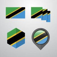 tanzania flagga design uppsättning vektor