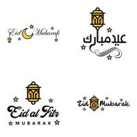 4 beste eid mubarak-sätze, die zitattext sagen oder dekorative schriftarten beschriften, vektorskript und kursive handschriftliche typografie für designbroschüren, banner, flyer und t-shirts vektor