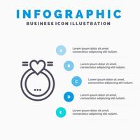 Ring Ehe Liebe Hochzeit Liniensymbol mit 5 Schritten Präsentation Infografiken Hintergrund vektor