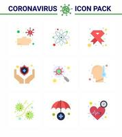 9 Flachfarben-Coronavirus-Covid19-Icon-Pack wie Devirus Protect Aids Medical Ribbon Virus Coronavirus 2019nov Disease Vector Design-Elemente