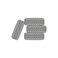 Haufen von schwarzen Reifen-Symbol, Cartoon-Stil vektor
