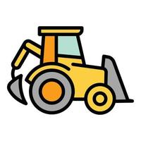 grävmaskin traktor ikon översikt vektor. bruka maskineri vektor
