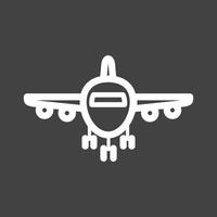 Flugzeug auf Landebahnlinie umgekehrtes Symbol vektor