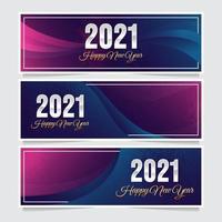 2021 modernes lila blaues Neujahrsbanner vektor
