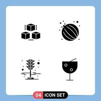 4 kreativ ikoner modern tecken och symboler av låda trafik lampor shepping vegetabiliska frukt juice redigerbar vektor design element