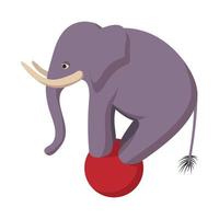 elefant, der auf einem ballkarikatur balanciert vektor