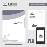 fartyg företag logotyp fil omslag besöker kort och mobil app design vektor illustration