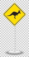 Känguru-Kreuzungszeichen lokalisiert auf transparentem Hintergrund vektor