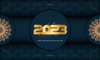 Frohes neues Jahr 2023 festlicher Hintergrund. blaue und goldene Farbe. vektor