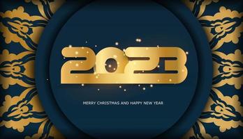 2023 guten Rutsch ins Neue Jahr-Grußhintergrund. blaue und goldene Farbe. vektor