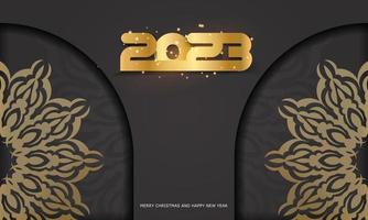 svart och guld Färg. 2023 Lycklig ny år hälsning affisch. vektor