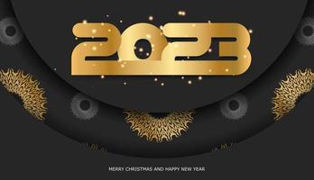 2023 guten Rutsch ins Neue Jahr-Grußhintergrund. schwarze und goldene Farbe. vektor