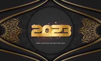 schwarze und goldene Farbe. frohes neues jahr 2023 grußbanner. vektor