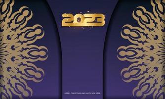 blaue und goldene Farbe. 2023 guten Rutsch ins Neue Jahr-Grußhintergrund. vektor