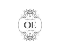 oe initialer brev bröllop monogram logotyper samling, hand dragen modern minimalistisk och blommig mallar för inbjudan kort, spara de datum, elegant identitet för restaurang, boutique, Kafé i vektor