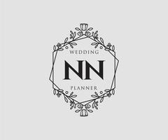 nn initialer brev bröllop monogram logotyper samling, hand dragen modern minimalistisk och blommig mallar för inbjudan kort, spara de datum, elegant identitet för restaurang, boutique, Kafé i vektor