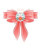 söt tecknad serie rosett, blomma och kanin vektor
