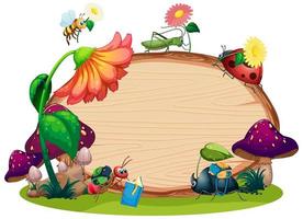 gräns mall design med insekter i trädgården bakgrunden vektor