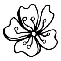 Sakura-Blume-Doodle-Symbol. Rückenlinie isoliert auf weiß. eine linie kontur blumenzeichnung. vektorillustration vektor