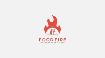 Food Fire Fork Logo Design Templates Illustration vektor