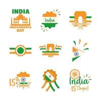 Indien Unabhängigkeitstag Icon Set vektor