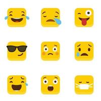 Set aus gelbem quadratischem Emojis-Designvektor vektor