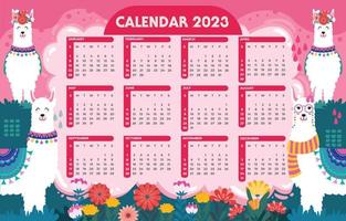söt kalender 2023 mall vektor