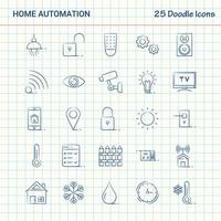 Hausautomation 25 Doodle-Symbole handgezeichnetes Business-Icon-Set vektor