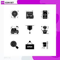 satz von 9 modernen ui symbolen symbole zeichen für dekoration lkw app müllstadt editierbare vektordesignelemente vektor