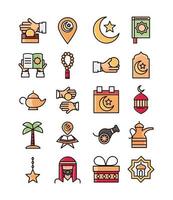 Eid Mubarak islamische Feier Icon Set vektor