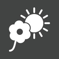 blomma i solljus glyf omvänd ikon vektor