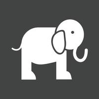 elefant glyf omvänd ikon vektor