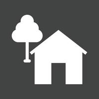 hus med träd glyf omvänd ikon vektor