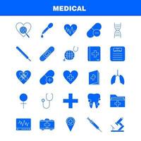 medicinsk fast glyf ikoner uppsättning för infographics mobil uxui utrustning och skriva ut design inkludera tänder mun tandläkare medicinsk blod tryck medicinsk läkare eps 10 vektor