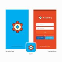 Startbildschirm für Unternehmenseinstellungen und Login-Seitendesign mit Logo-Vorlage für mobile Online-Geschäftsvorlagen vektor