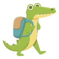 alligator gå till skola ikon tecknad serie vektor. söt krokodil vektor