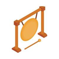 Gong-Symbol, isometrischer 3D-Stil vektor