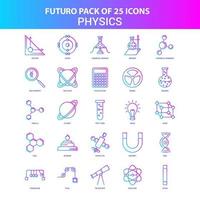 25 blå och rosa futuro fysik ikon packa vektor