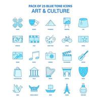 Kunst und Kultur Blauton-Icon-Pack 25 Icon-Sets vektor