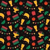 Lycklig kwanzaa Semester afrikansk sömlös mönster design med festival stil element på mall hand dragen tecknad serie platt illustration vektor