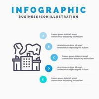 Symbol für die Kernkraftlinie der Fabrikindustrie mit 5 Schritten, Präsentation, Infografiken, Hintergrund vektor