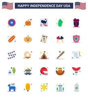 25 flache Schilder für Usa-Unabhängigkeitstag-Saft-Alkohol-Flagge Wüstenblume editierbare Usa-Tag-Vektordesign-Elemente vektor