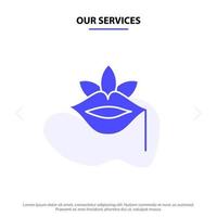 unsere dienstleistungen lippen blume pflanze rose frühling solide glyph icon web card template vektor