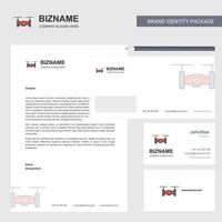 Drohnenkamera-Business-Briefkopfumschlag und Visitenkarten-Design-Vektorvorlage vektor